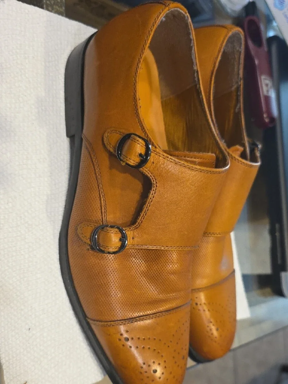 Steve Madden Tan Double Monk Strap Leather Dress Shoes